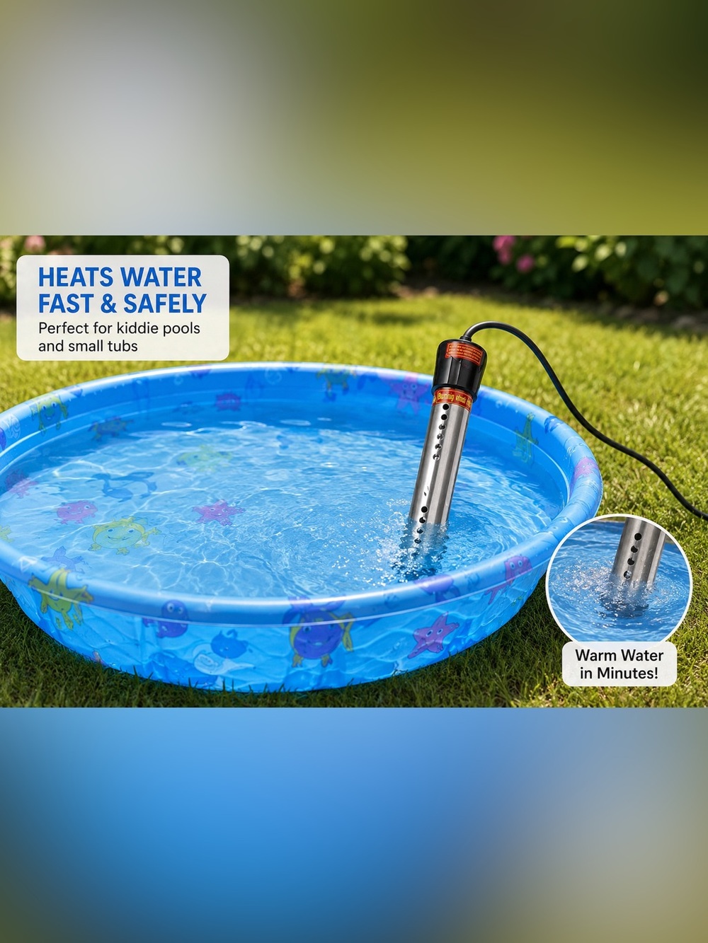 Portable Stainless Steel Pool Water Heater - Blue